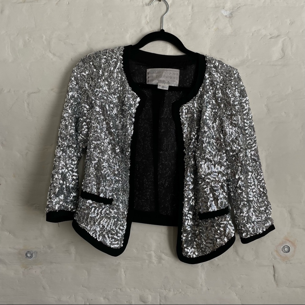 Cooperative silver sequin blazer